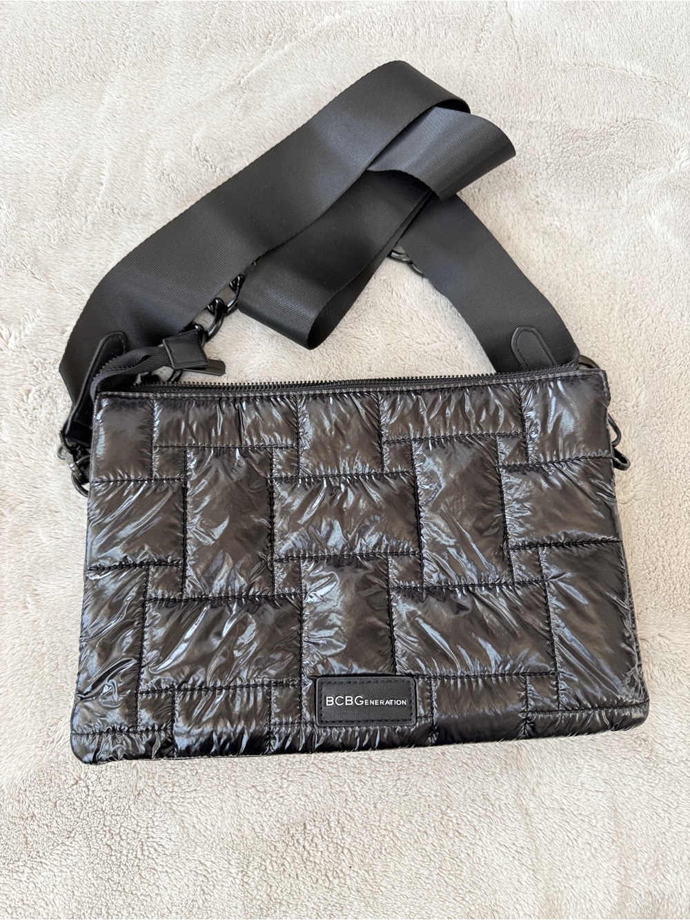 BCBGeneration Black Quilted Messenger Crossbody